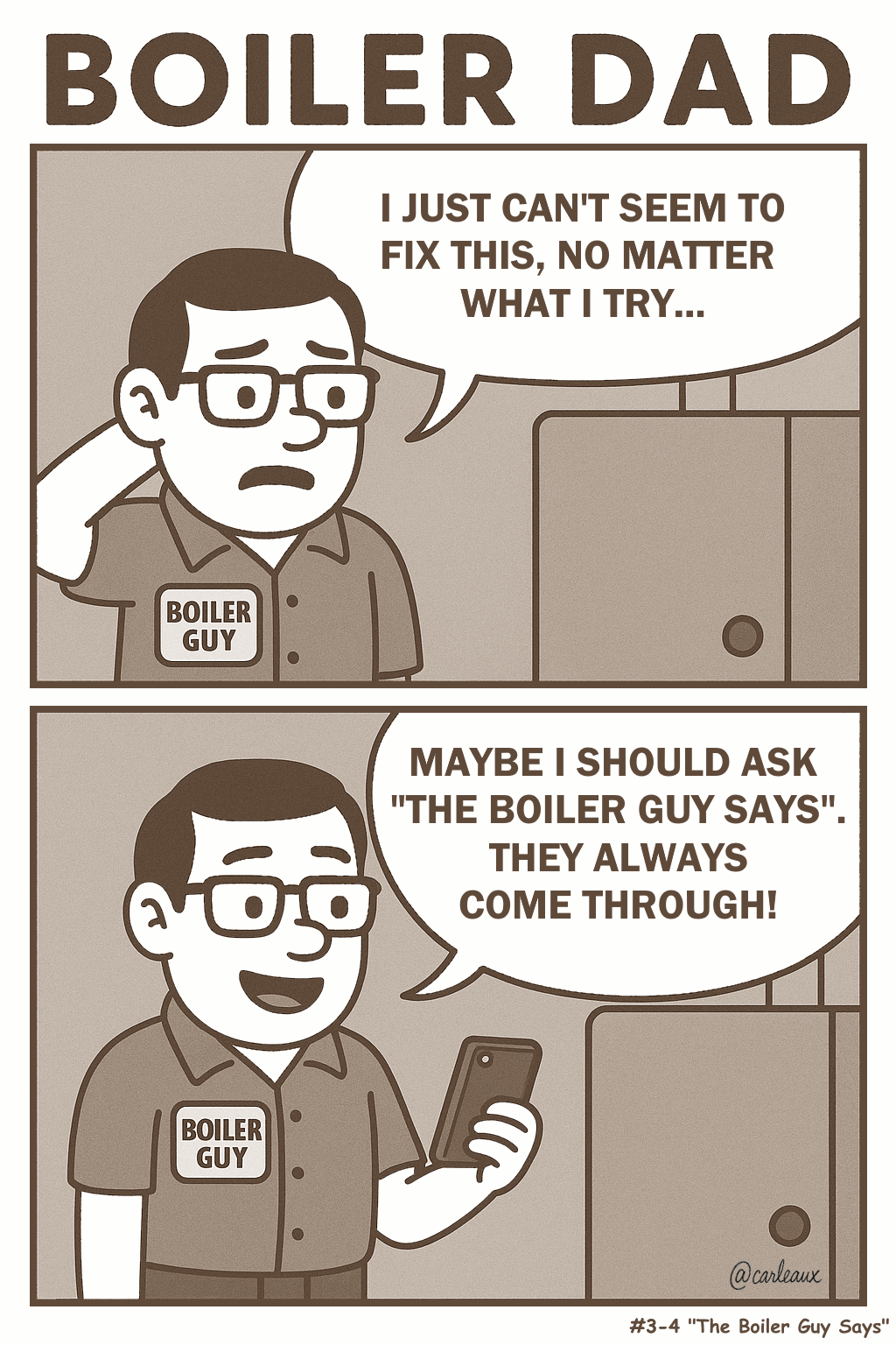 Season 3, comic 4: "The Boiler Guy Says"