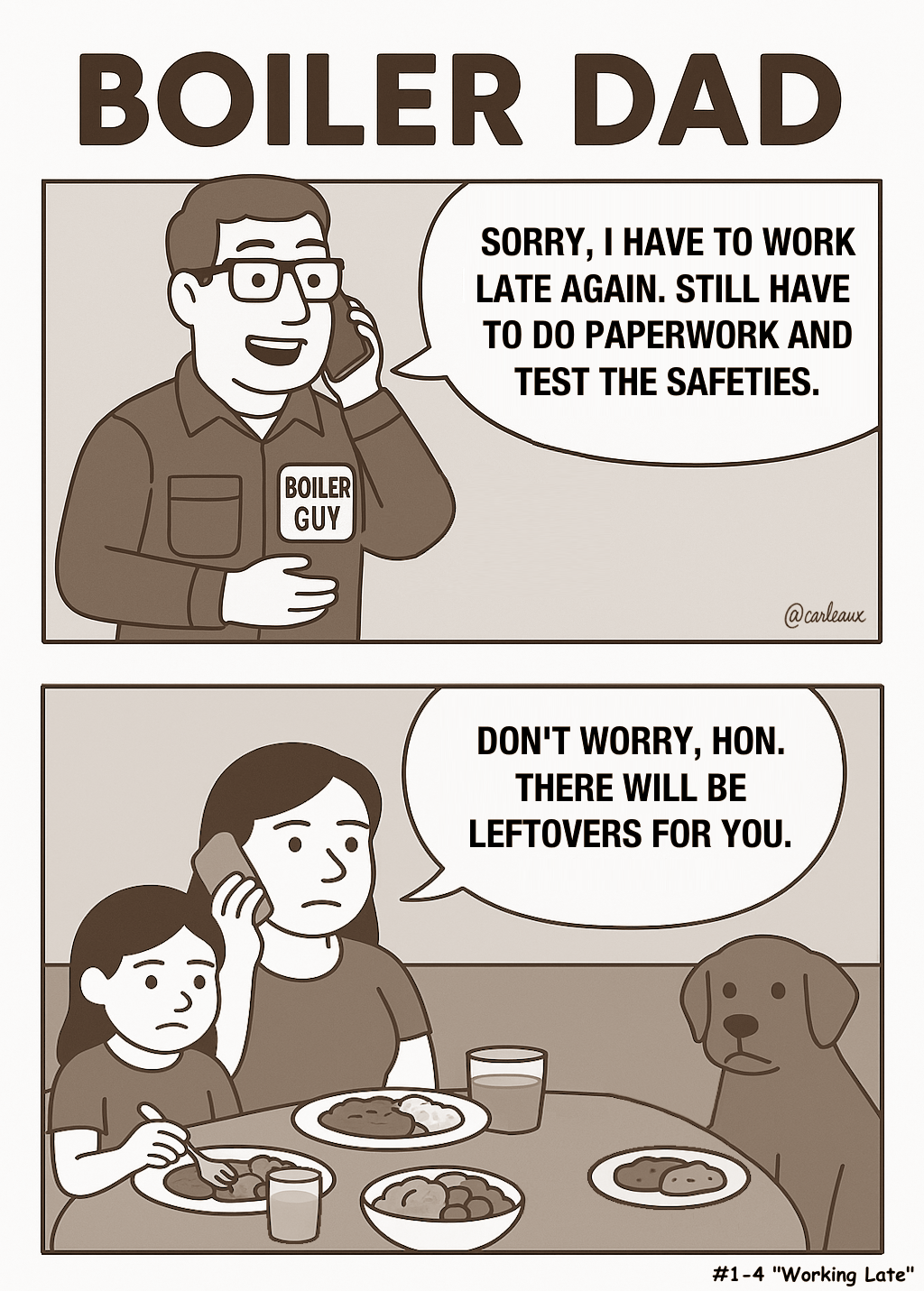 Season 1, comic 4: "Working Late"