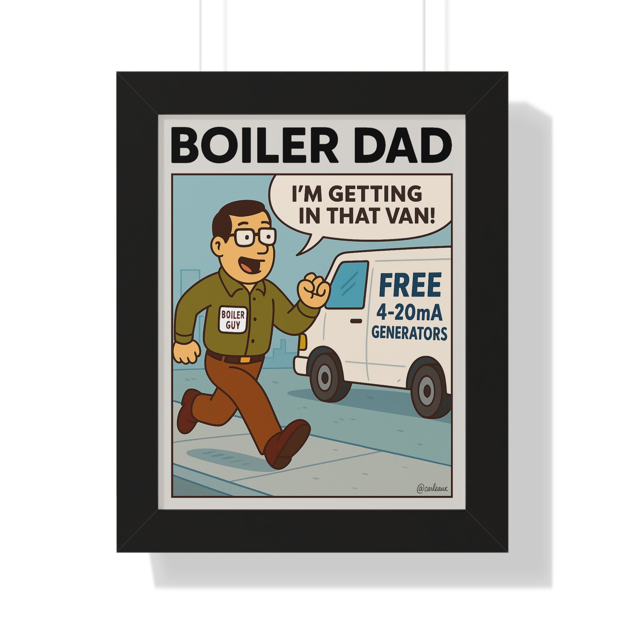 BOILER DAD "White Van" framed print 11x14