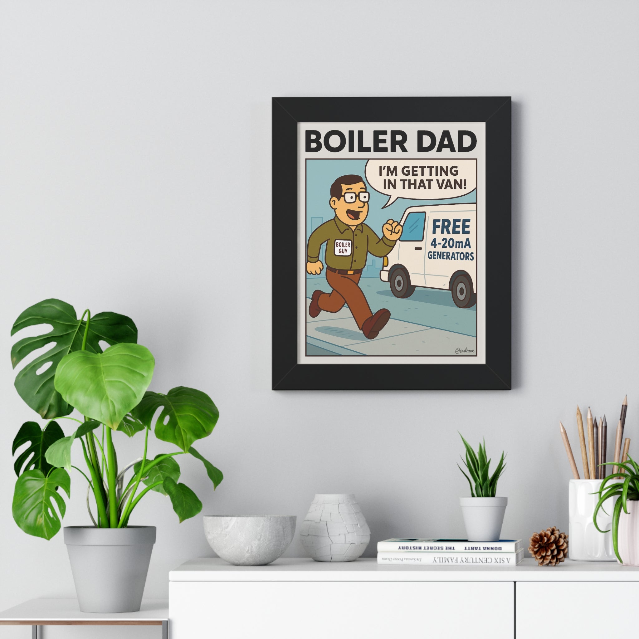 BOILER DAD "White Van" framed print 11x14